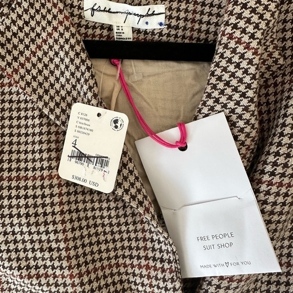 NWT Free People Brown Sleveless Blazer with Buttons Size 4 - Picture 3 of 3